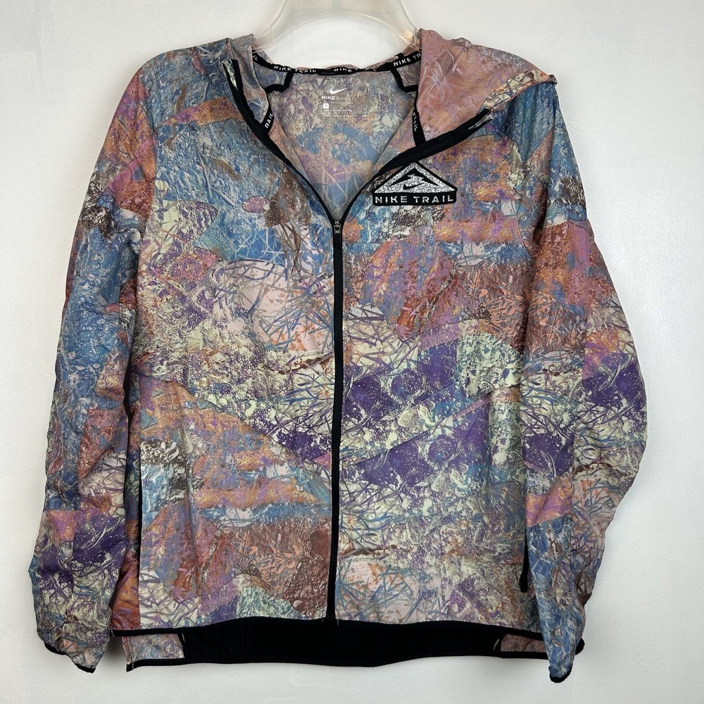 Nike Jacket Women Small Trail Shield Windrunner Running Print Lightweight Thin